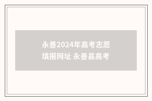 永善2024年高考志愿填报网址 永善县高考