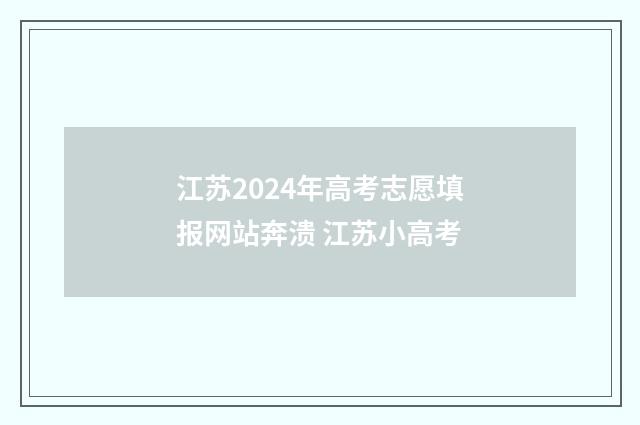 江苏2024年高考志愿填报网站奔溃 江苏小高考