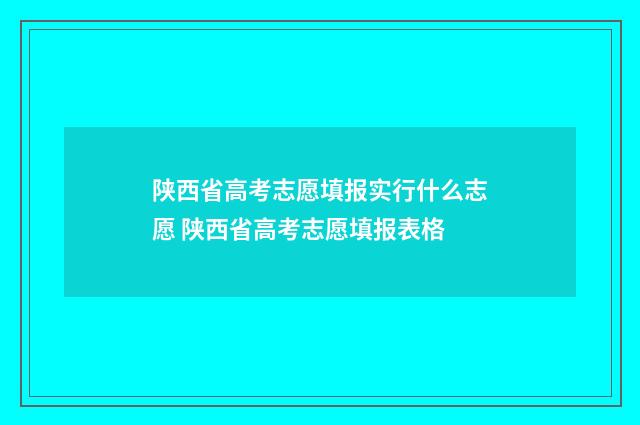 陕西省高考志愿填报实行什么志愿 陕西省高考志愿填报表格