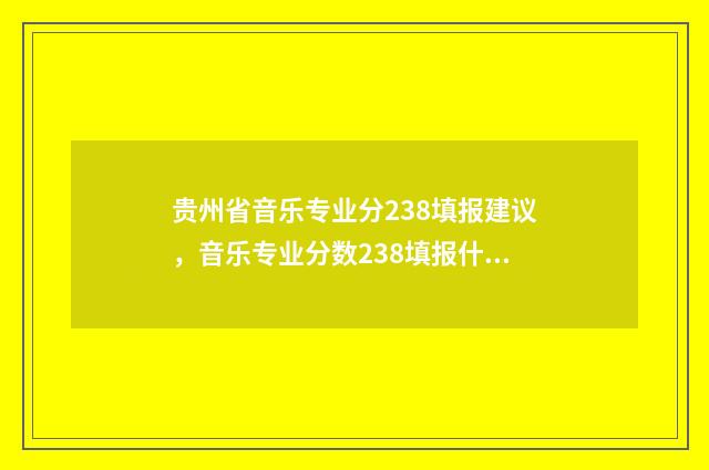 贵州省音乐专业分238填报建议，音乐专业分数238填报什么大学 贵州省音乐专业本科大学排名
