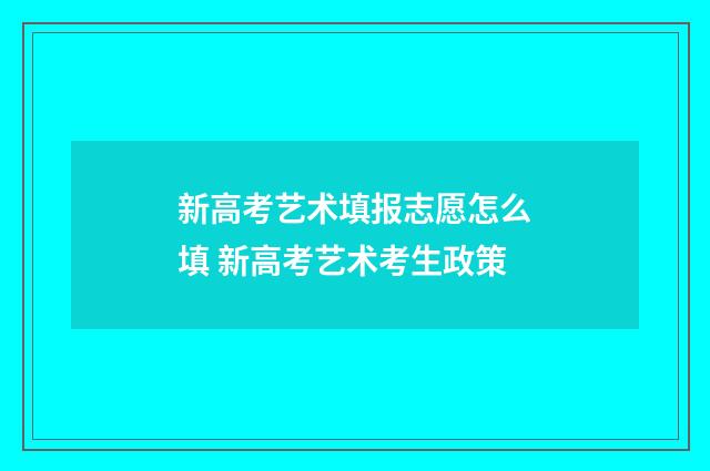 新高考艺术填报志愿怎么填 新高考艺术考生政策