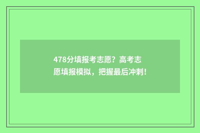 478分填报考志愿?高考志愿填报模拟,把握最后冲刺!