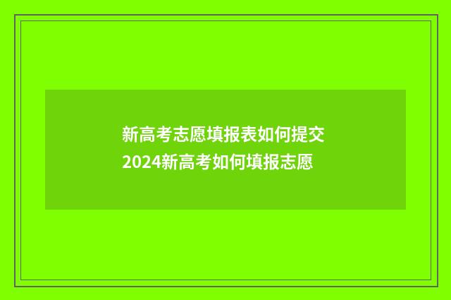 新高考志愿填报表如何提交 2024新高考如何填报志愿