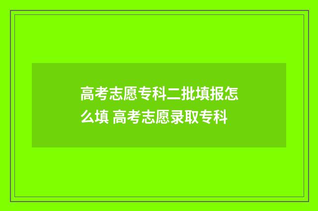 高考志愿专科二批填报怎么填 高考志愿录取专科