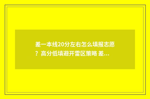 差一本线20分左右怎么填报志愿？高分低填避开雷区策略 差一本线20分左右的大学