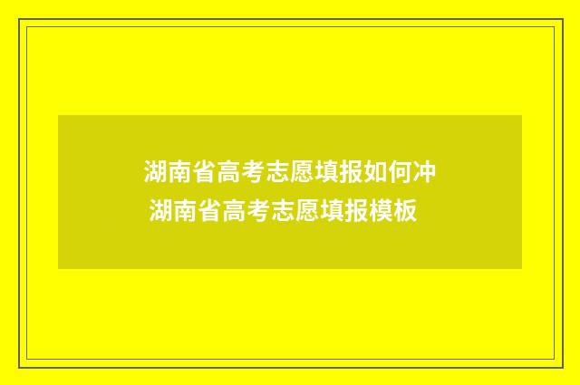 湖南省高考志愿填报如何冲 湖南省高考志愿填报模板