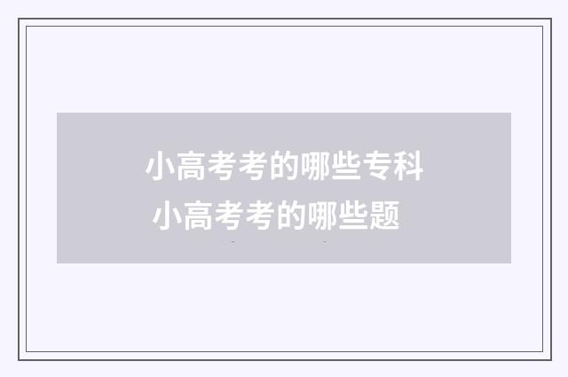 小高考考的哪些专科 小高考考的哪些题