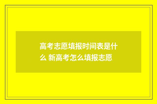 高考志愿填报时间表是什么 新高考怎么填报志愿