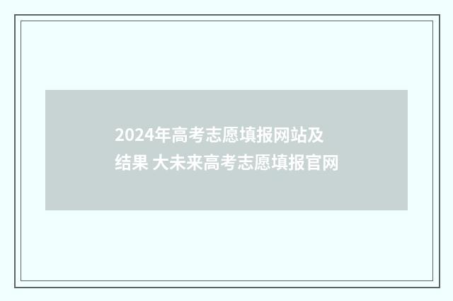 2024年高考志愿填报网站及结果 大未来高考志愿填报官网