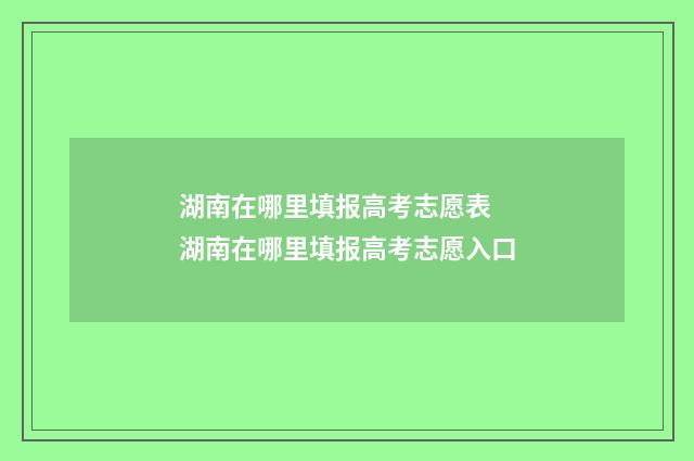 湖南在哪里填报高考志愿表 湖南在哪里填报高考志愿入口
