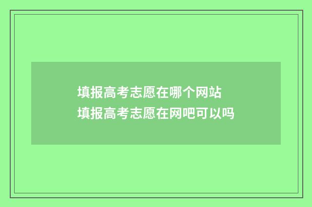 填报高考志愿在哪个网站 填报高考志愿在网吧可以吗