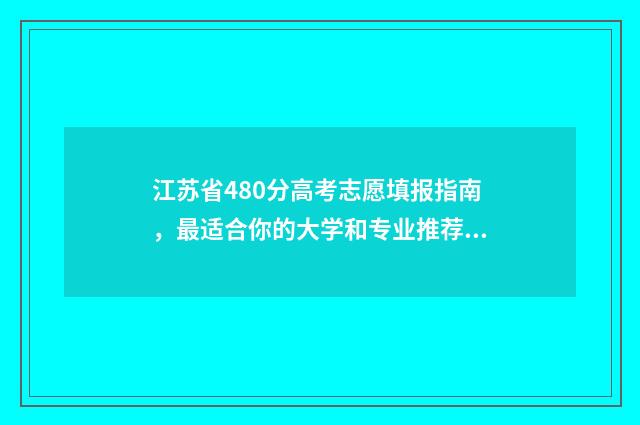 江苏省480分高考志愿填报指南，最适合你的大学和专业推荐 江苏2021高考480分能上什么大学