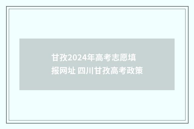 甘孜2024年高考志愿填报网址 四川甘孜高考政策