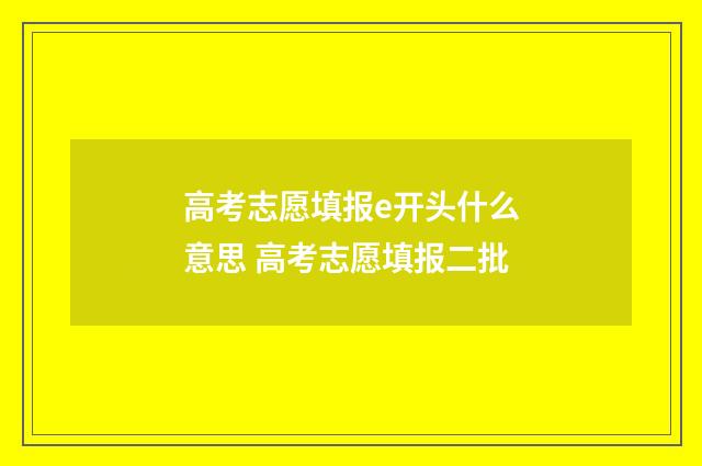 高考志愿填报e开头什么意思 高考志愿填报二批