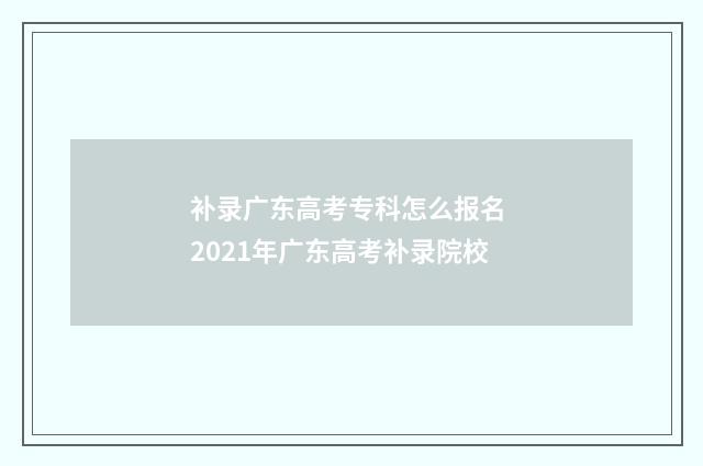 补录广东高考专科怎么报名 2021年广东高考补录院校