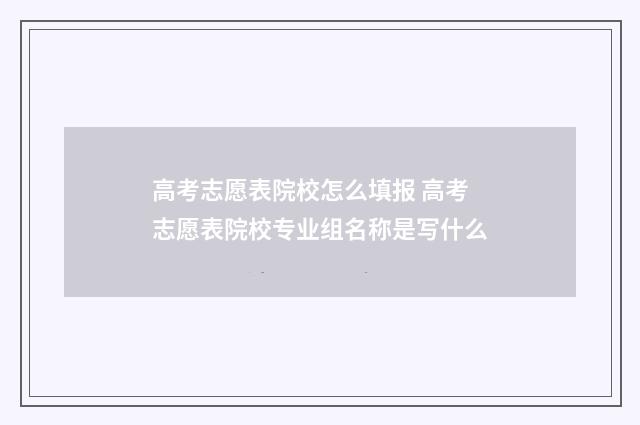 高考志愿表院校怎么填报 高考志愿表院校专业组名称是写什么