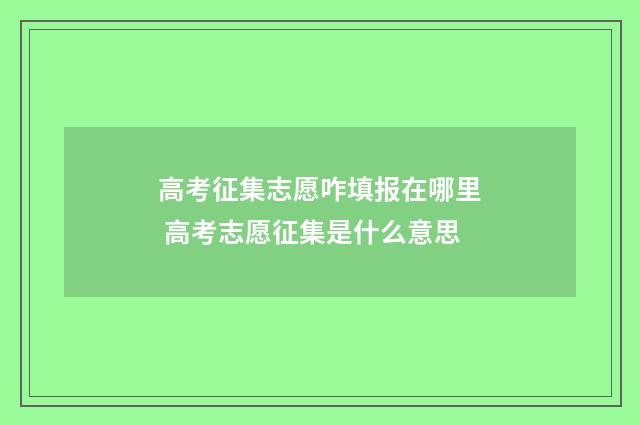 高考征集志愿咋填报在哪里 高考志愿征集是什么意思