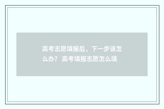 高考志愿填报后,下一步该怎么办? 高考填报志愿怎么填