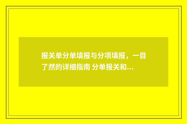 报关单分单填报与分项填报，一目了然的详细指南 分单报关和主单报关
