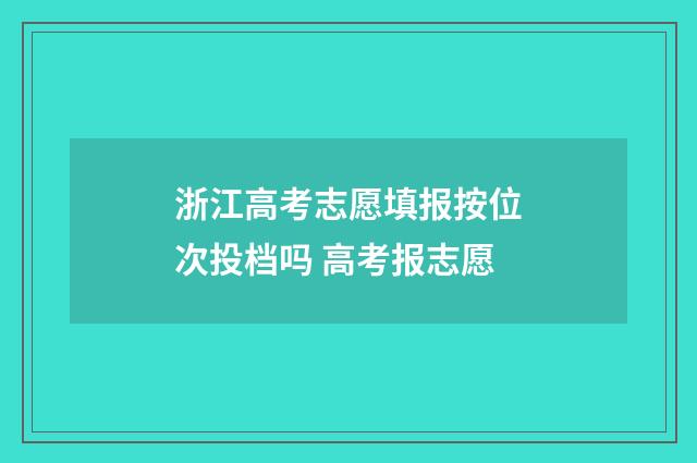 浙江高考志愿填报按位次投档吗 高考报志愿