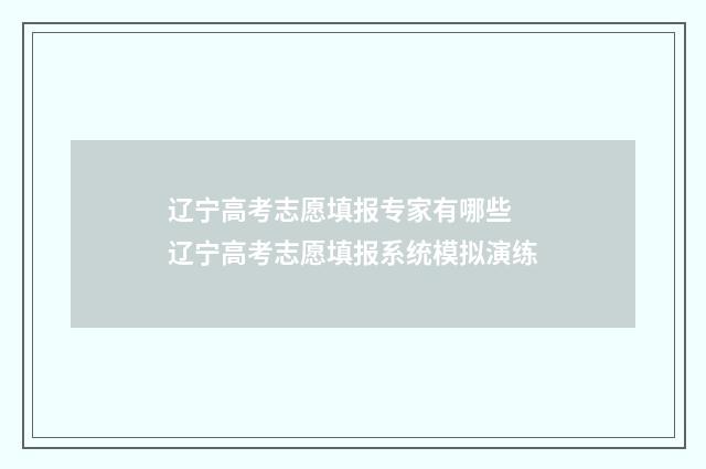 辽宁高考志愿填报专家有哪些 辽宁高考志愿填报系统模拟演练