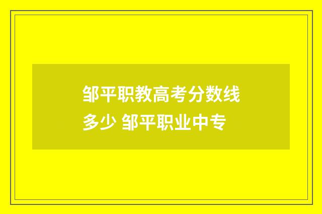 邹平职教高考分数线多少 邹平职业中专