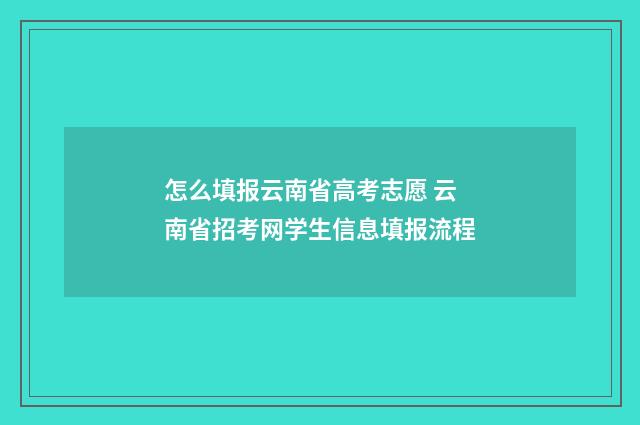 怎么填报云南省高考志愿 云南省招考网学生信息填报流程