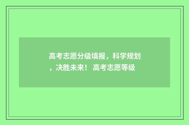 高考志愿分级填报，科学规划，决胜未来！ 高考志愿等级
