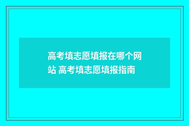 高考填志愿填报在哪个网站 高考填志愿填报指南