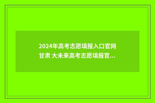 2024年高考志愿填报入口官网甘肃 大未来高考志愿填报官网
