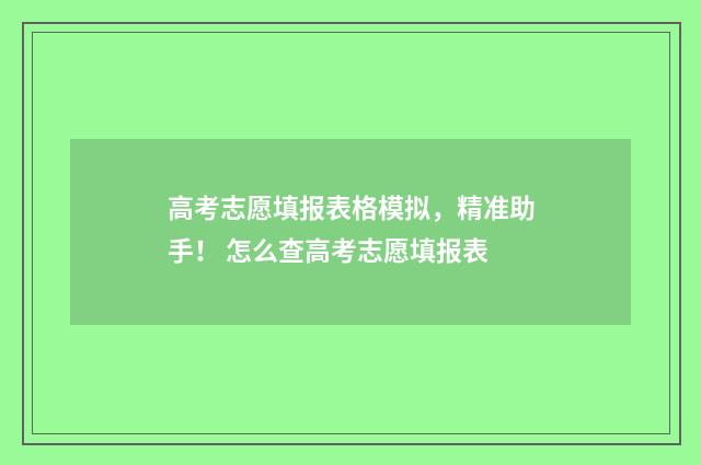 高考志愿填报表格模拟，精准助手！ 怎么查高考志愿填报表