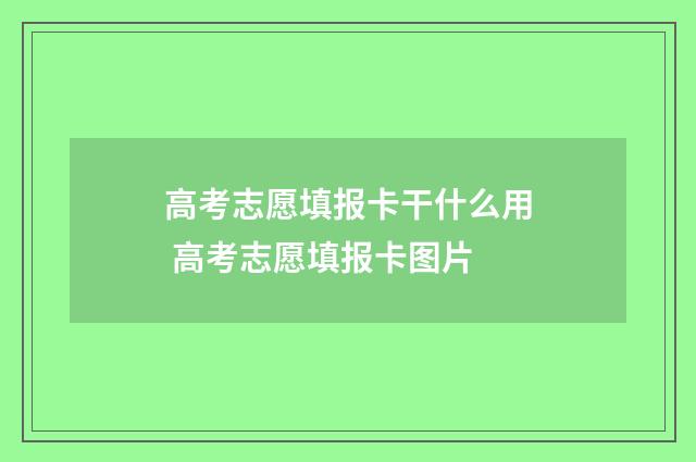 高考志愿填报卡干什么用 高考志愿填报卡图片