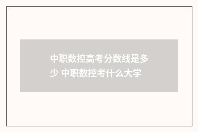中职数控高考分数线是多少 中职数控考什么大学