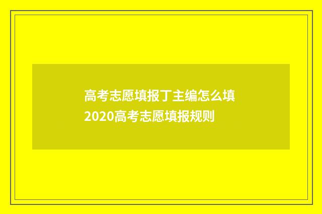 高考志愿填报丁主编怎么填 2020高考志愿填报规则
