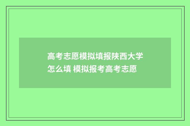 高考志愿模拟填报陕西大学怎么填 模拟报考高考志愿