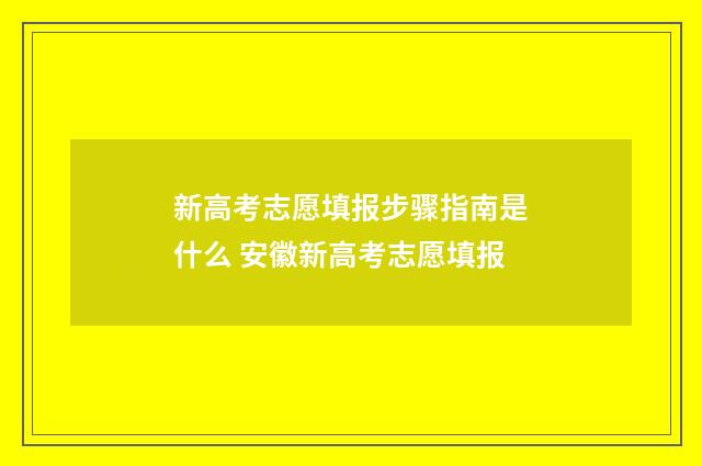 新高考志愿填报步骤指南是什么 安徽新高考志愿填报