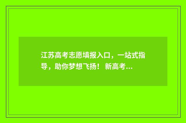 江苏高考志愿填报入口，一站式指导，助你梦想飞扬！ 新高考志愿网