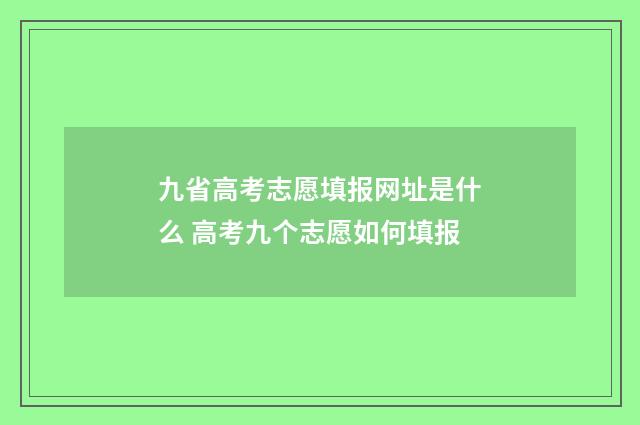 九省高考志愿填报网址是什么 高考九个志愿如何填报