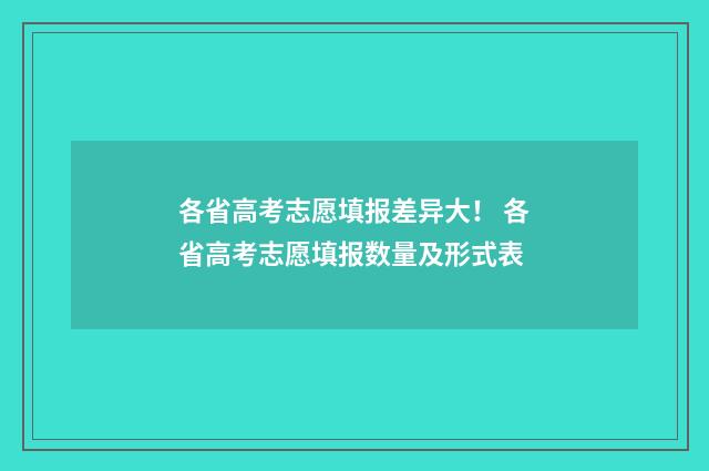 各省高考志愿填报差异大！ 各省高考志愿填报数量及形式表