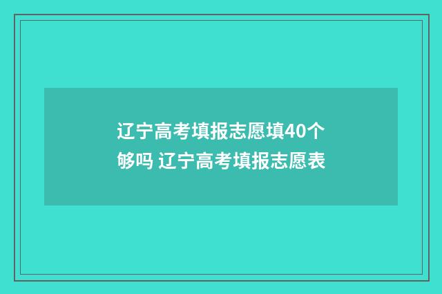 辽宁高考填报志愿填40个够吗 辽宁高考填报志愿表