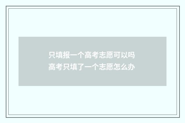 只填报一个高考志愿可以吗 高考只填了一个志愿怎么办
