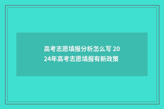 高考志愿填报分析怎么写 2024年高考志愿填报有新政策