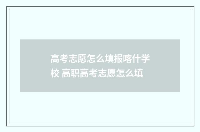 高考志愿怎么填报喀什学校 高职高考志愿怎么填