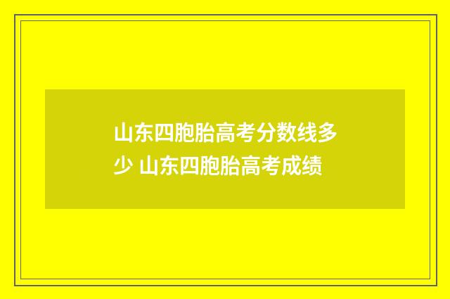 山东四胞胎高考分数线多少 山东四胞胎高考成绩