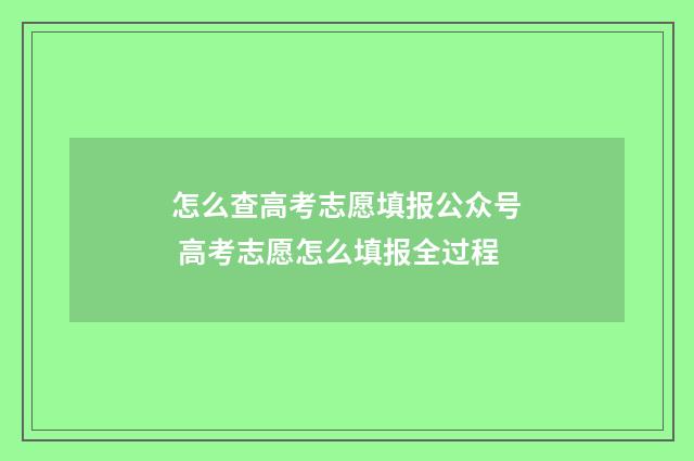怎么查高考志愿填报公众号 高考志愿怎么填报全过程