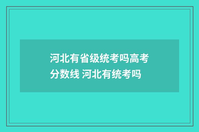河北有省级统考吗高考分数线 河北有统考吗