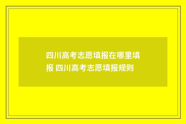 四川高考志愿填报在哪里填报 四川高考志愿填报规则