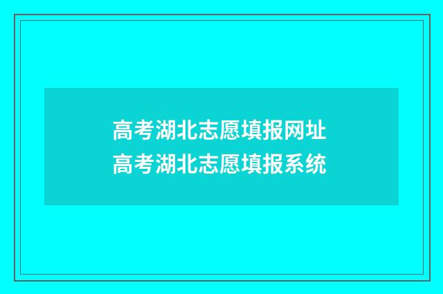 高考湖北志愿填报网址 高考湖北志愿填报系统