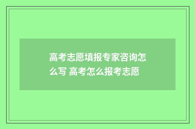 高考志愿填报专家咨询怎么写 高考怎么报考志愿