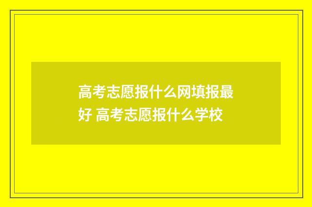 高考志愿报什么网填报最好 高考志愿报什么学校